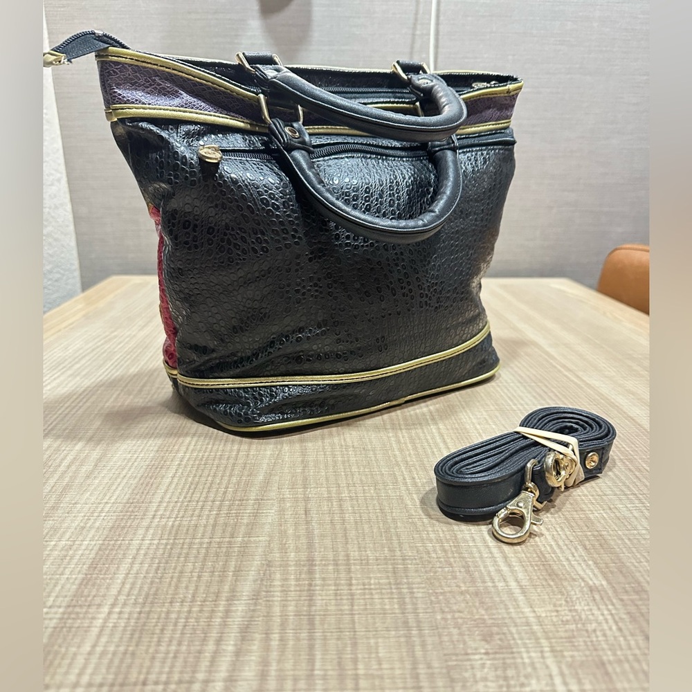 Vintage Nas multi color and designed leather purse with removable strap - Picture 7 of 12